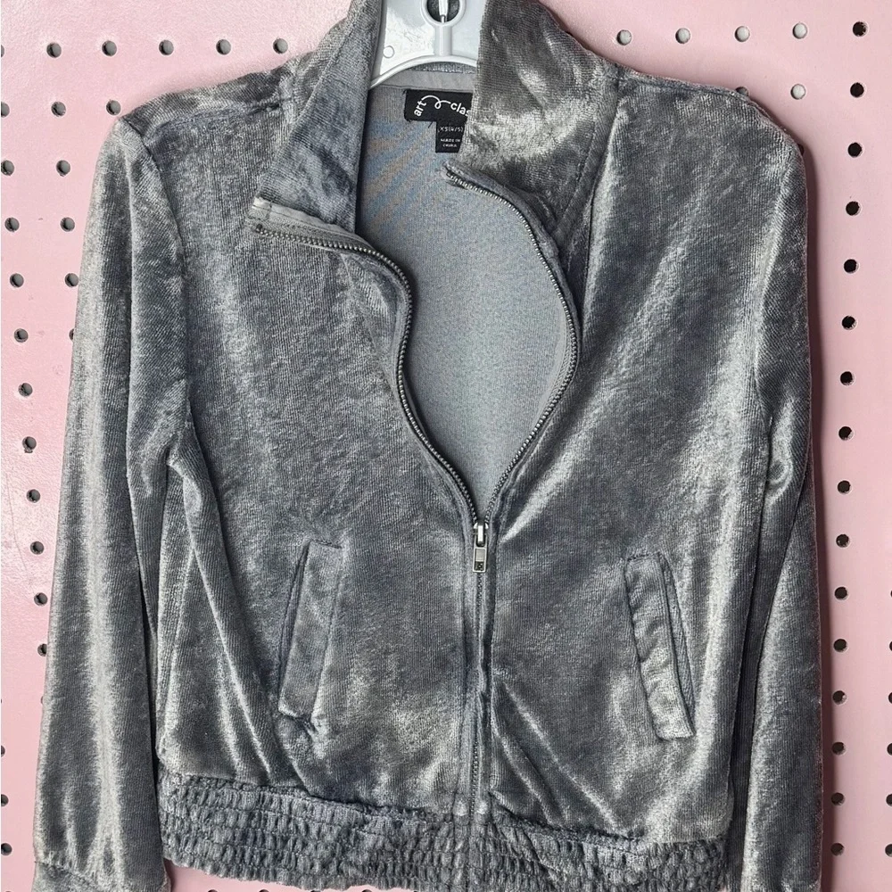 Art Class Gunmetal Gray Velour Jacket. Excellent Condition. Size 4/5